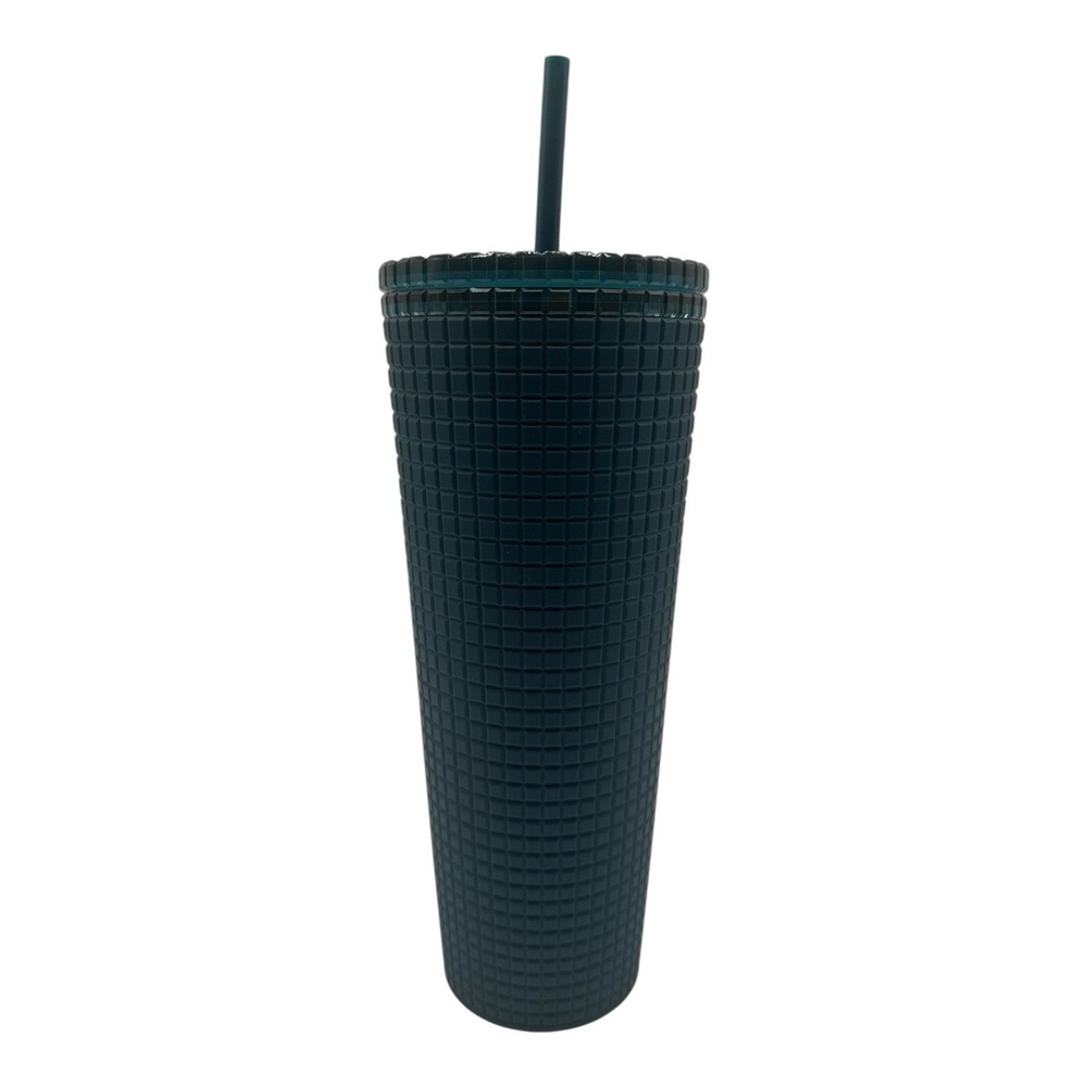 Starbucks Navy Blue Soft Touch Grid Tumbler Cold Cup Venti 24 oz Logo 2023 - Picture 3 of 5